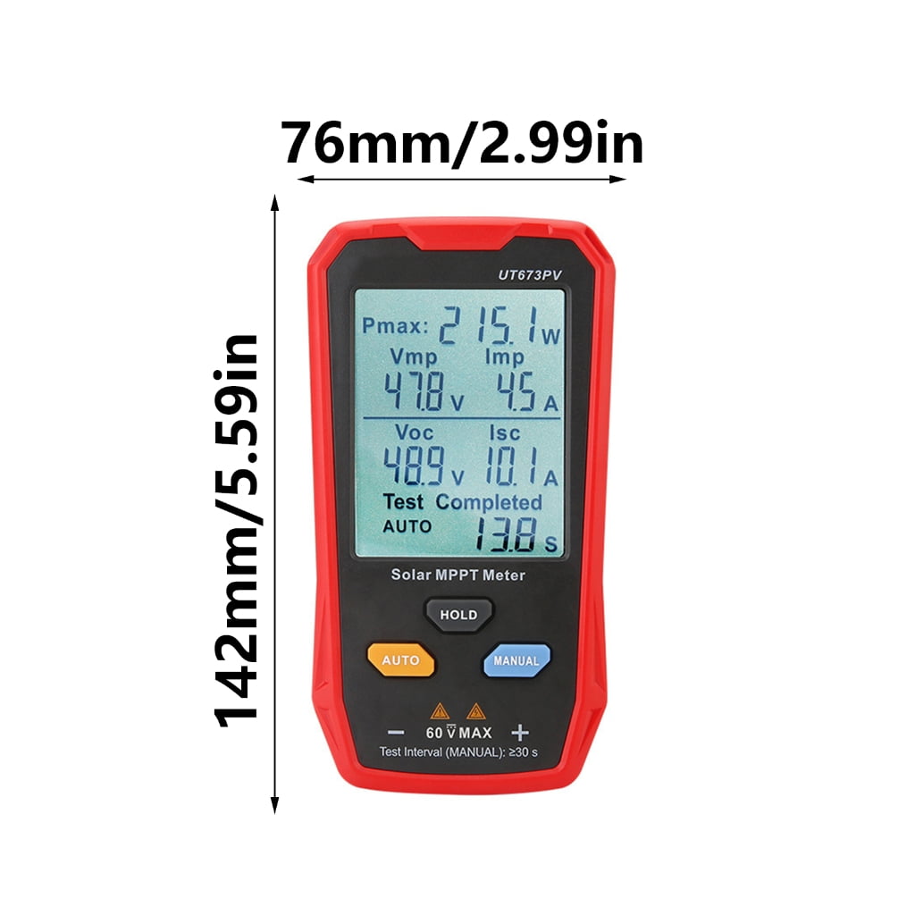 Solar MPPT Meter 800W Photovoltaic Multimeter Solar Panel Tester with Large LCD Screen Tester for Solar Testing