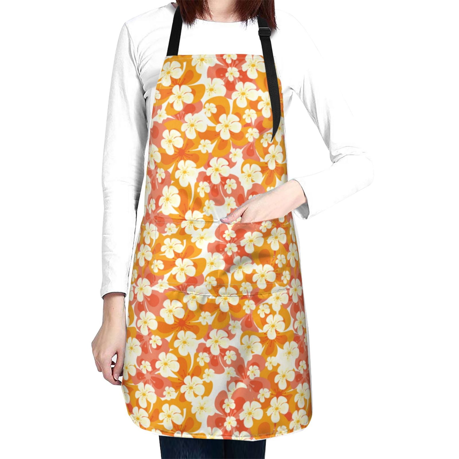 Kdxio Orchids Flowers Apron with Pockets Adjustable Kitchen Aprons for Men Women Waterproof Aprons for Cooking,Drawing,Crafting, Baking Household Cleaning