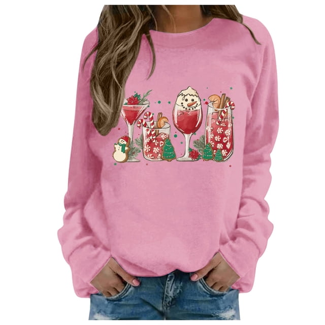 VBARHMQRT Chandails à Capuche d'Automne pour Femmes Automne Hiver Noël Snowman Imprimé en Verre