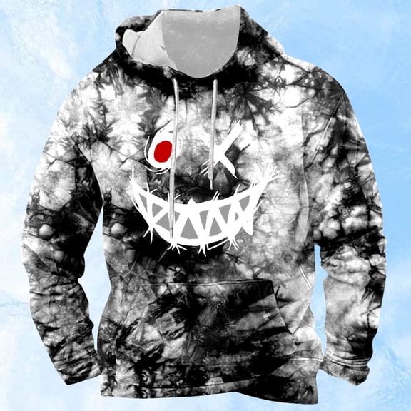CONZONE Men's Hoodies Long Sleeve Pullover Hoodie for Men Graphic Y2K Hooded Sweatshirts With Pocket