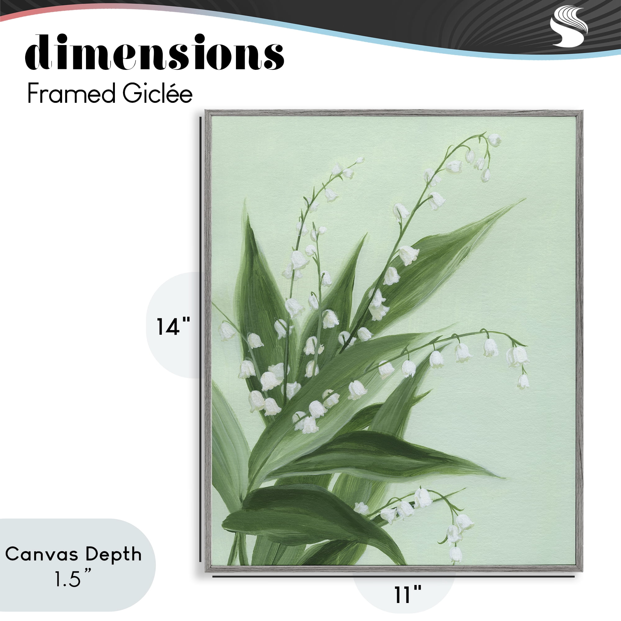 Stupell Industries Verdant Lily Of Valley Gray Framed Giclee Art, design by Grace Popp