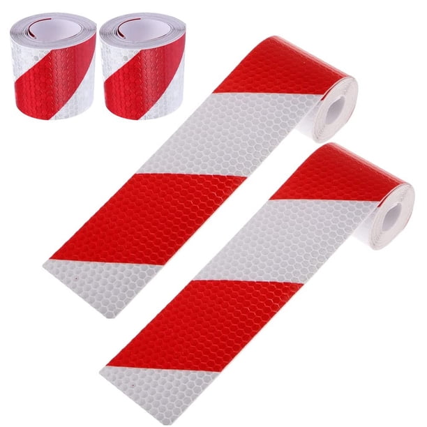 Tiras de cinta reflectante para remolque de 20 pies, cinta reflectante roja y blanca de alta visibilidad, cinta reflectante para exteriores, 2 pulgadas x 10 pies (2 rollos)