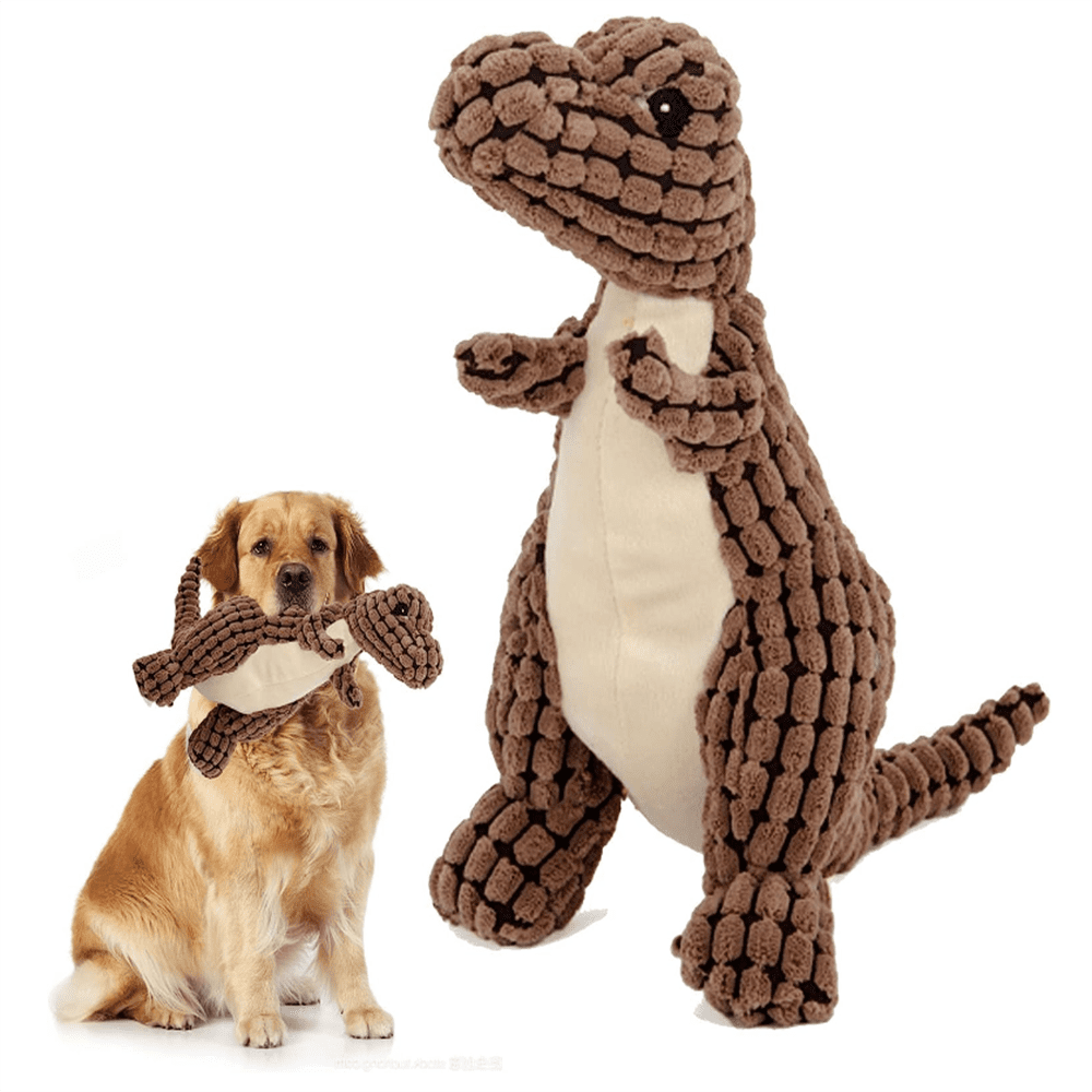2023 New Indestructible Robust Dino, Unbreakable and Squeaky Stuffed Plush Dog Toy for