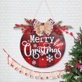 thumbnail image 4 of Merry Christmas Hanging Sign Wooden Wreath with Bow for Home, 4 of 10