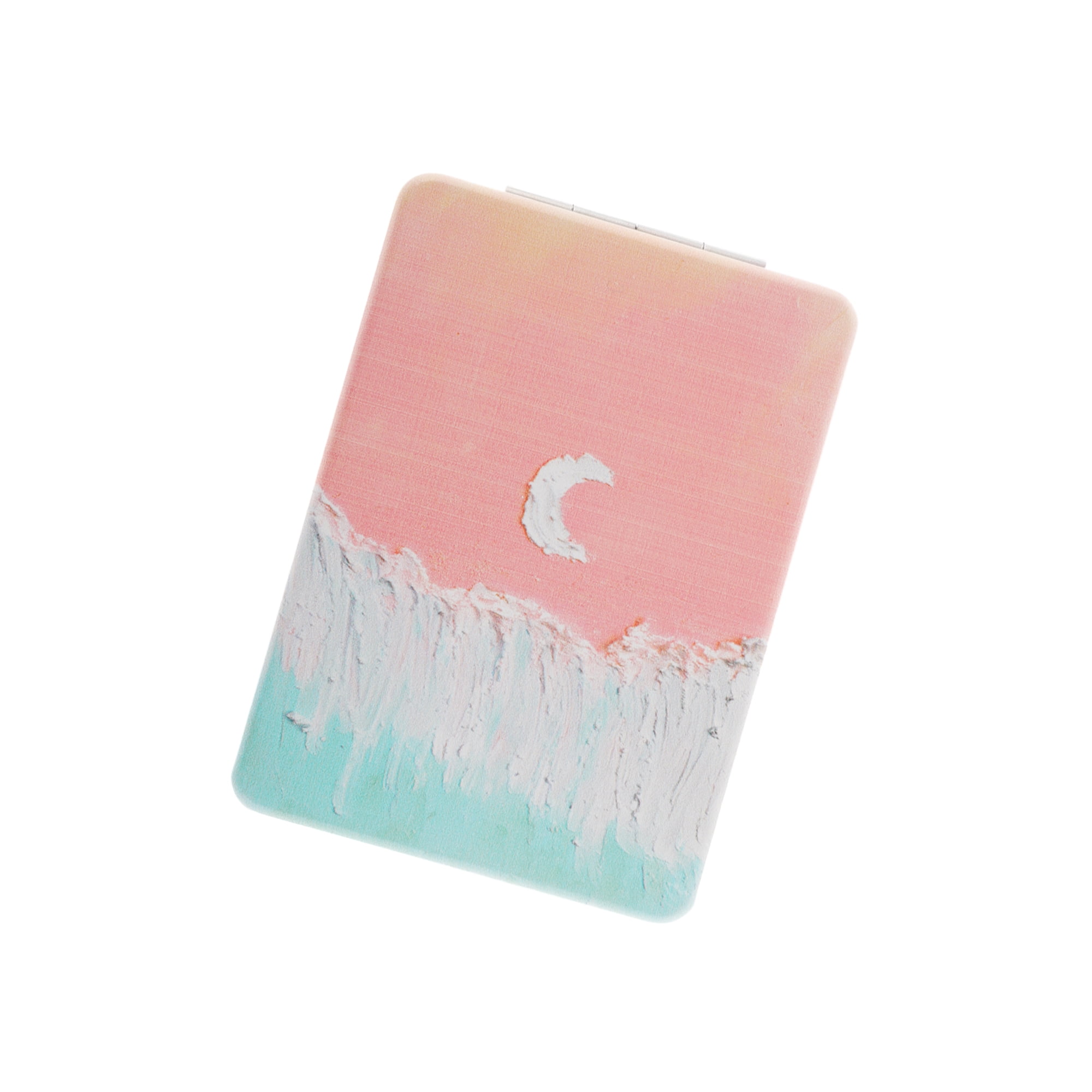 Unique Bargains 1 Pc Women Rectangular Hand-drawn Makeup Mirror for Travel Blue Pink