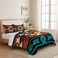 thumbnail image 5 of Twin Quilt Set 68''x86'', Turquoise Red Lightweight Summer Bedspread Coverlet Set with 2 Pillow Shams, Southwest American Native Abstract Pattern Breathable All Season Quilt Bedding for Dorm/Bedroom, 5 of 9