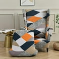 thumbnail image 3 of Wing Back Chair Covers with Arms Piece Slipcovers for Armchair Washable Stretch Print Pattern Wingback Chair Cover Furniture Protector Geometry, 3 of 7