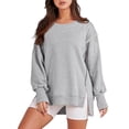 thumbnail image 1 of Sudadera Casual Mujer Corte Suelto Cuello Redondo Básico Traje De Calle Kuymtek Gris claro T S para Mujer, 1 of 7