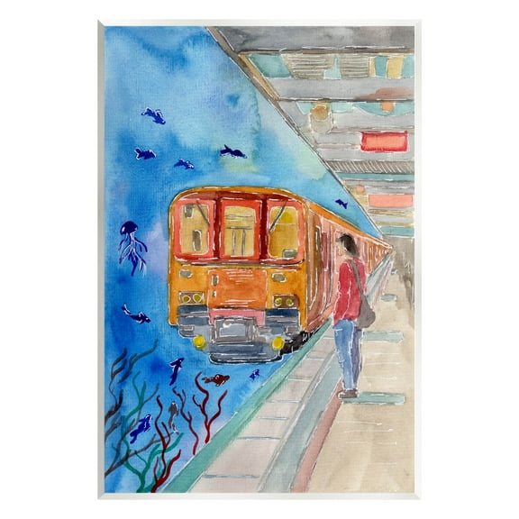Underwater Aquarium Subway Train Landscape Painting Unframed Art Print Wall Art