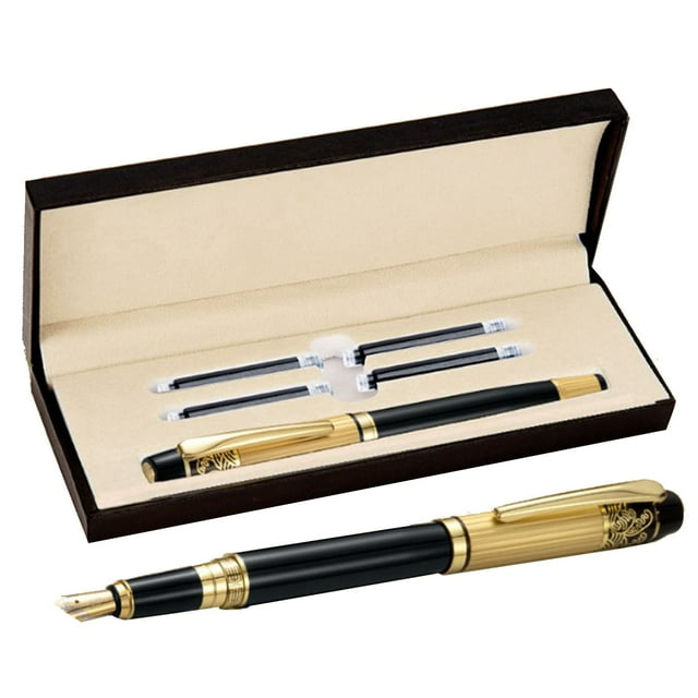Frosted Fountain Pen with Ink Cartridge Comfortable Grip Fountain Pencil Set for Student Office