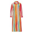 thumbnail image 4 of ICHUANYI Liquidación Moda Mujer V-Cuello Estampado Manga Larga Botón Patchwork Casual Vestido Largo ICHUANYI WER202308232645, 4 of 6
