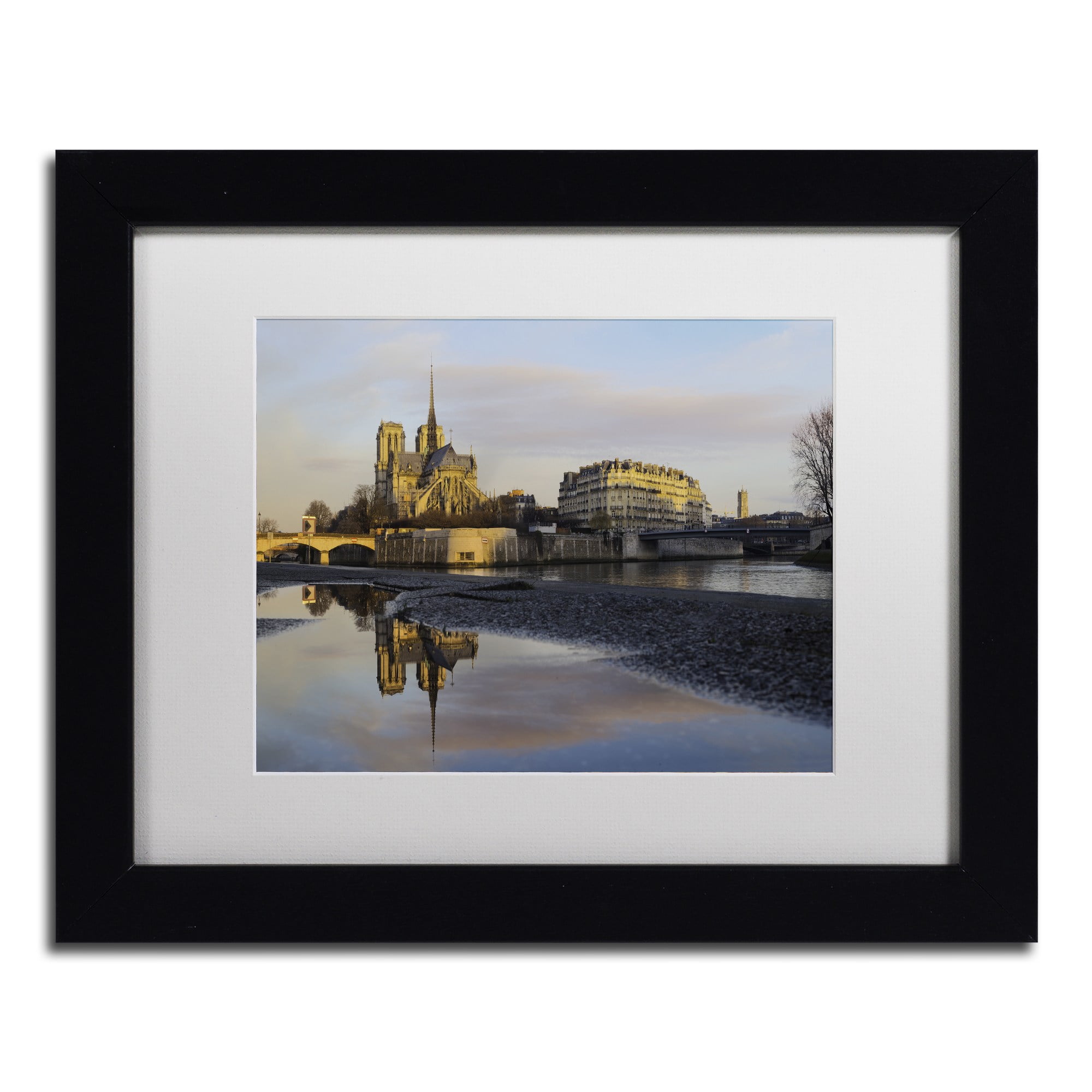 Trademark Fine Art "Sunrise in Notre Dame de Paris" Canvas Art by Mathieu Rivrin, White Matte, Black Frame