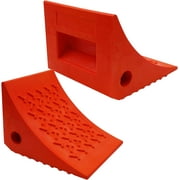 SECURITYMAN Heavy Duty Wheel Chocks (2 Pack) - Durable, Non-Slip, Solid Rubber Wheel Chocks for Boat Trailers, RV, Truck, Camper - Perfect on All Surfaces and in All Weather - Orange