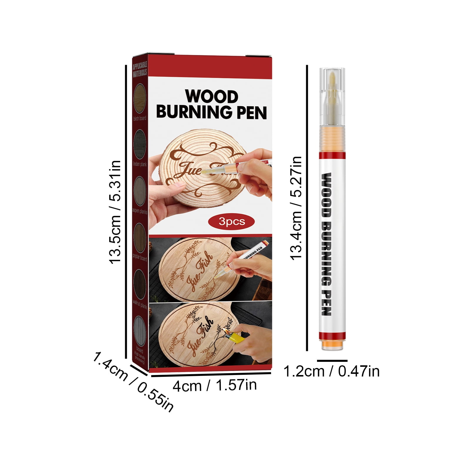 Alvantor Wood Burning Pen Wood Marker for Kids DIY Branding Brush Scorch Pen Kit, 3pcs