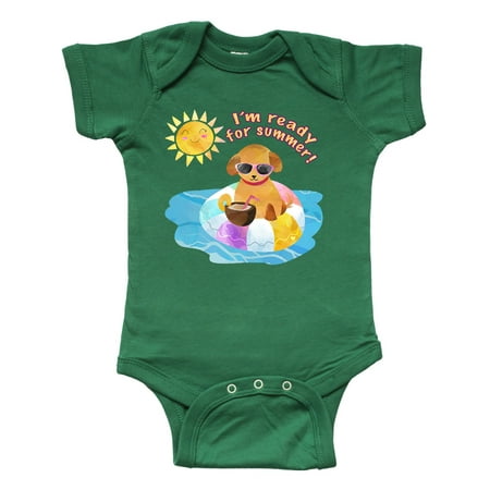 

Inktastic I m Ready for Summer Puppy in Pool with Drink Gift Baby Boy or Baby Girl Bodysuit