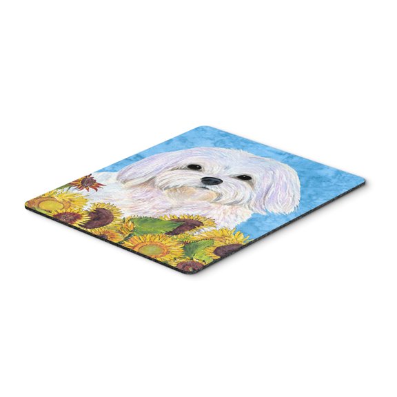 Carolines Treasures SS4115MP "Maltese in Summer Flowers Mouse Pad Hot Pad or Trivet" Large multicolor