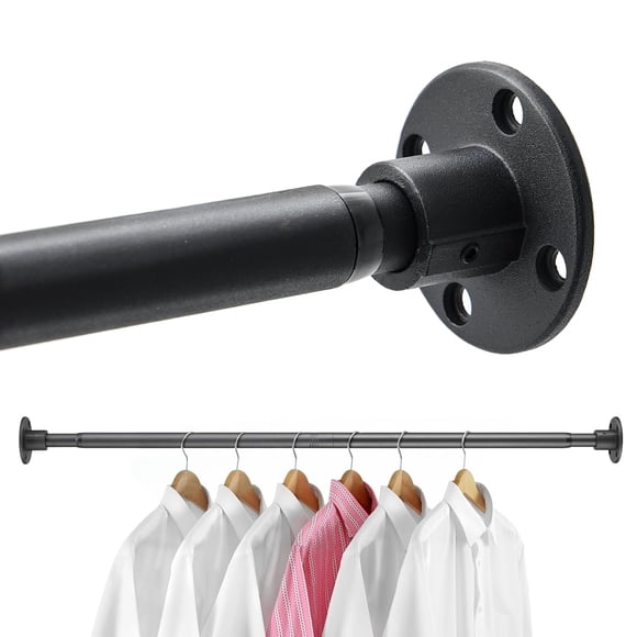 Barra de armario Pragmatist ajustable de 71 a 233 cm, metal negro