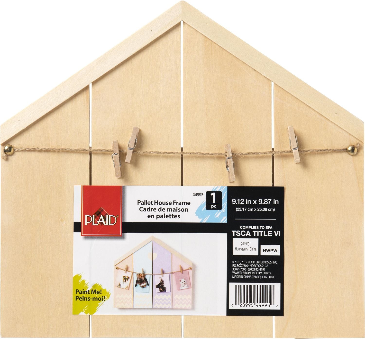 Surfaces en bois Plaid, forme non peinte, enseigne en bois pour palette, maison en bois de palette, 23 x 27,4 cm