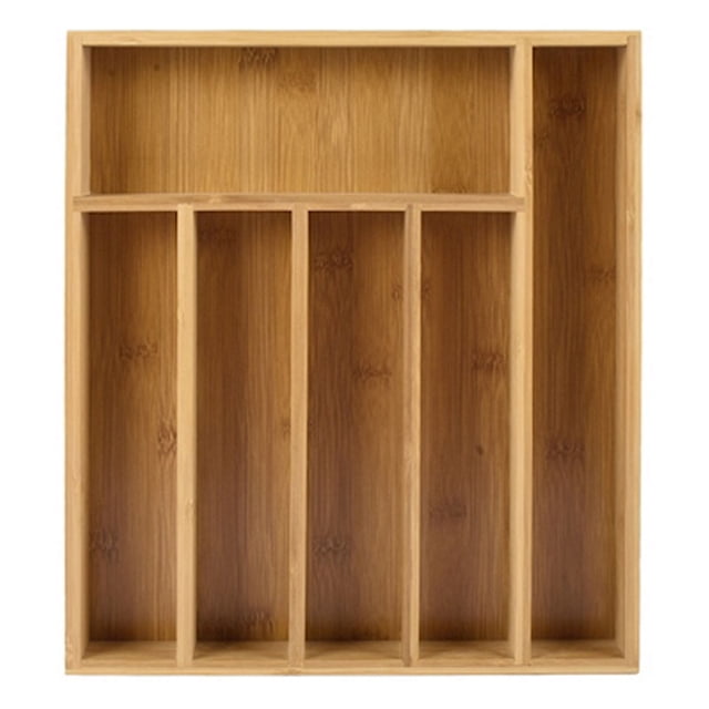 organizador para cubiertos 6 compartimentos de bambú beige