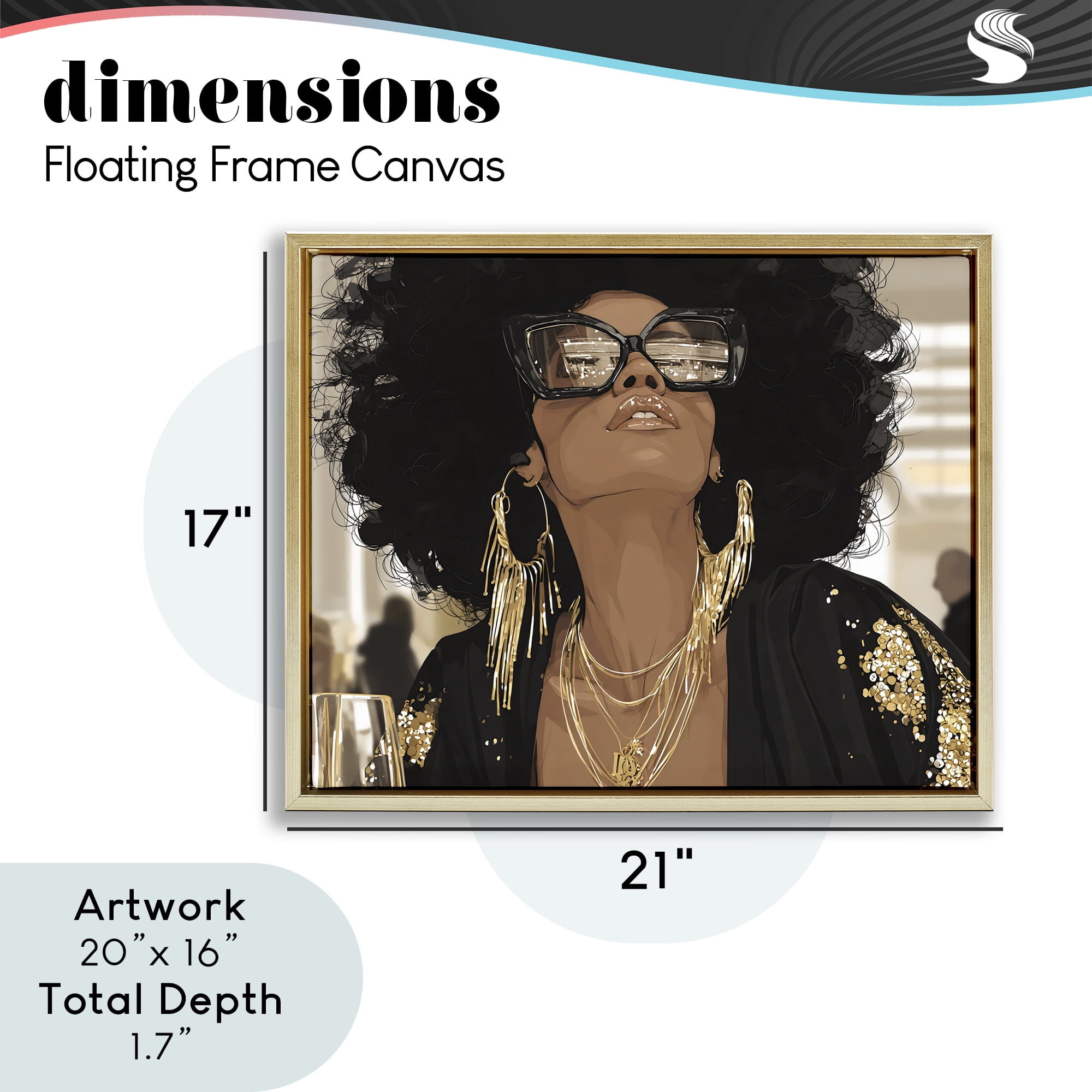 Stupell Industries Full Of Confidence Beautiful Woman Gold Framed Floater Canvas Wall Art, design by Franklyn Gregory