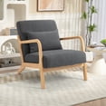 thumbnail image 5 of PAPROOS Accent Chair Set of 2, Mid-Century Modern Armchair with Solid Wood Frame and Pillow, Velvet Fabric Upholstered Reading Chair for Living Room Bedroom, Gray, 5 of 9