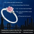thumbnail image 2 of Gem Stone King 10K White Gold Pink Zirconia and White Created Sapphire Solitaire Engagement Ring for Women (1.53 Cttw, Round 6MM, Gemstone Birthstone, Size 8), 2 of 3