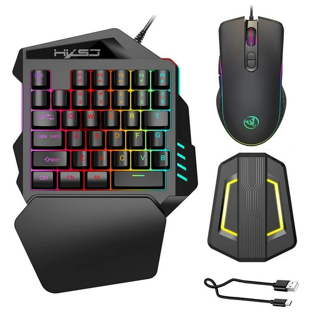 A867 Rgb Juego De Ratón Ergonómico Para Juegos Por Cable V100 35 Teclas Teclado Para Juegos De Una Sola Mano P6 Teclado Portátil Combo Convertidor De Ratón Cateissary EL012483-00