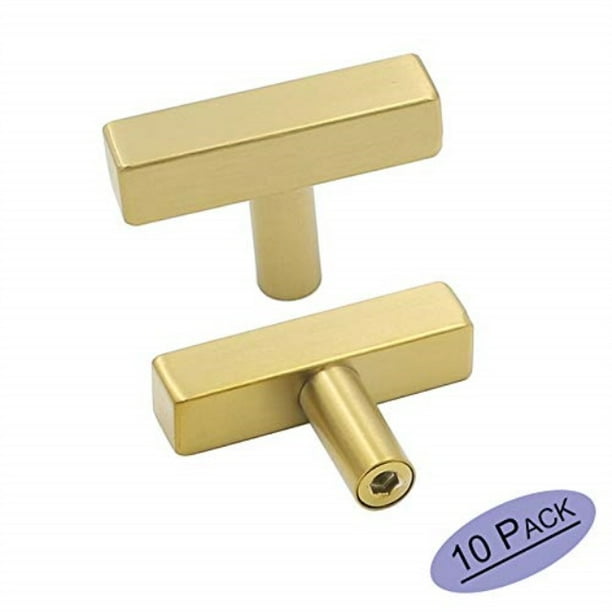 Goldenwarm Brushed Brass Cabinet Knobs Gold Kitchen Hardware Pulls Ls1212gd Single Hole Square For Cabinets Door Handle 2 50mm Overall Length 10 Pack Com Goldenwarm Brushed Brass Cabinet Knobs, Kitchen Cabinet Door Knobs Gold