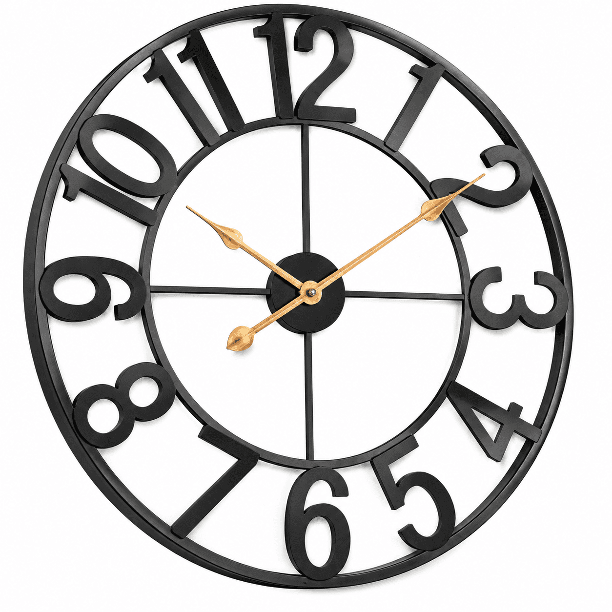 AURENIX Outdoor Clock for Patio Waterproof, 14 Large Outdoor Wall Clock Battery Operated, Silent Non-Ticking Metal Garden Clock for Pool, Porch, Backyard, Fence – Black Vintage Farmhouse Decor