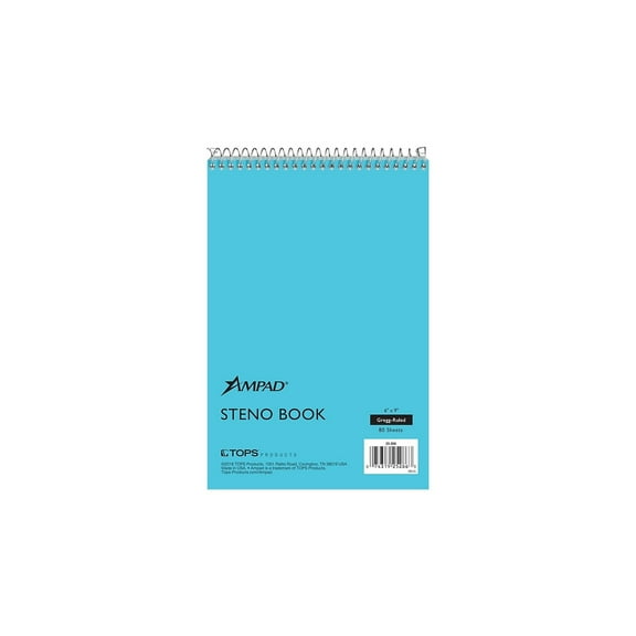Ampad Steno Pad 6" x 9" Gregg Blue Cover 80 Sheets/Pad (TOP25-286) 800979