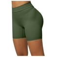 thumbnail image 3 of Tuphregyow Women's Solid Back V Shaped Sports Fitness Running Yoga Shorts Hiking Stretchy Athletic Workout Comfy Yoga Shorts Tights Design Army Green M, 3 of 5