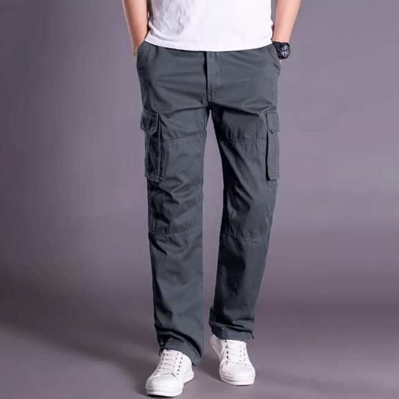 Relaxed Fit Cargo Pants for Men & Big Sizes, Light Fashion Affordable Daily Work Trousers