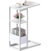 C Shaped End Table with Charging Station Small Side Table for Couch Recliner Slide Under Sofa Desk Snack Tables with Storage Bag & AC / USB Outlet Small Spaces Drink Tables for Liv