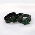 thumbnail image 5 of Matching Ring Couple Rings Black Gold Plated 1.5CT Green CZ Women Wedding Ring Sets Female Ring, 5 of 7