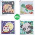 thumbnail image 1 of Kit de pintura de diamantes 5D para ni?os Kits de pintura de números completos, artes y manualidades de diamantes para decoración de paredes, panda/búho/perezoso/tortuga, paquete de 4, 15*15 cm LingWen 1327534289381, 1 of 1
