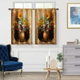 thumbnail image 2 of Sunflower Flowers Floral Kitchen Curtains - Rustic Vase Art Decor Oil Painting Short Curtains for Dining Room Rod Pocket Window Drapes 2 Panels Set, 28"x36", 2 of 5