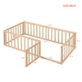 thumbnail image 4 of Kacho Floor Bed for Twin Bed with Fence and Door, Low Wood Platform Beds for Girls Boys Happy Time, Twin Playhouse Bed with Door Design, Fence Bed Playpen Bed, Natural, 4 of 9