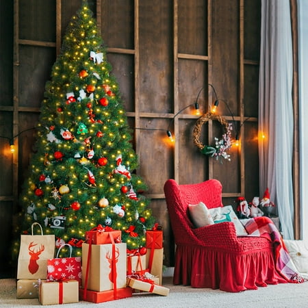 9ft Christmas Tree Prelit Costway 9Ft Pre-Lit PVC Artificial Christmas Tree Hinged w/ 700 LED Lights & Stand Green ()