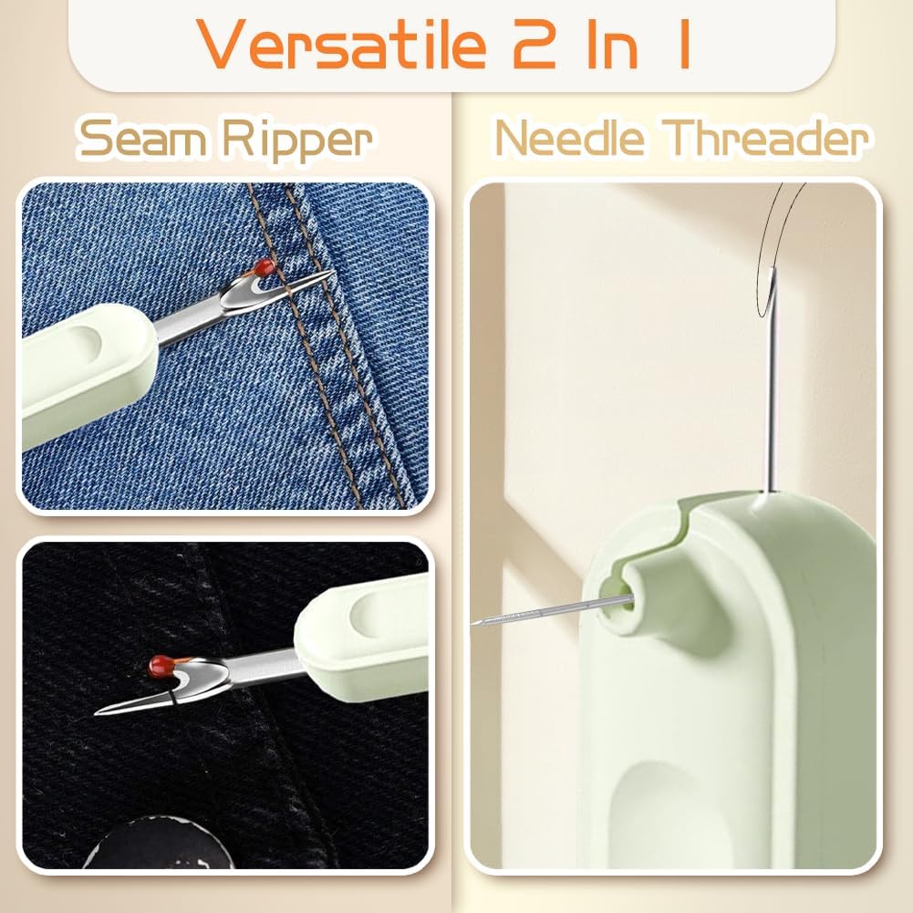 Retractable Seam Ripper Hand Sewing Threader Tool 2-in-1 Needle Threader & Seam Ripper ...