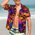 thumbnail image 4 of Uemuo Skull Printed Regular Fit Short Sleeve Casual Hawaiian Shirt for Men,Aloha shirt,Tropical shirt,Floral print shirt,Vacation Beach shirt-X-Large, 4 of 9