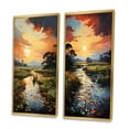 thumbnail image 3 of Designart "Coucher de Soleil sur une Rivière du Vietnam Delta II" Art Mural Encadré Vietnamien Ensemble de 2 - Ensemble de Cadres Muraux de Galerie de Paysages Rouges pour Décoration Intérieure, 3 of 6