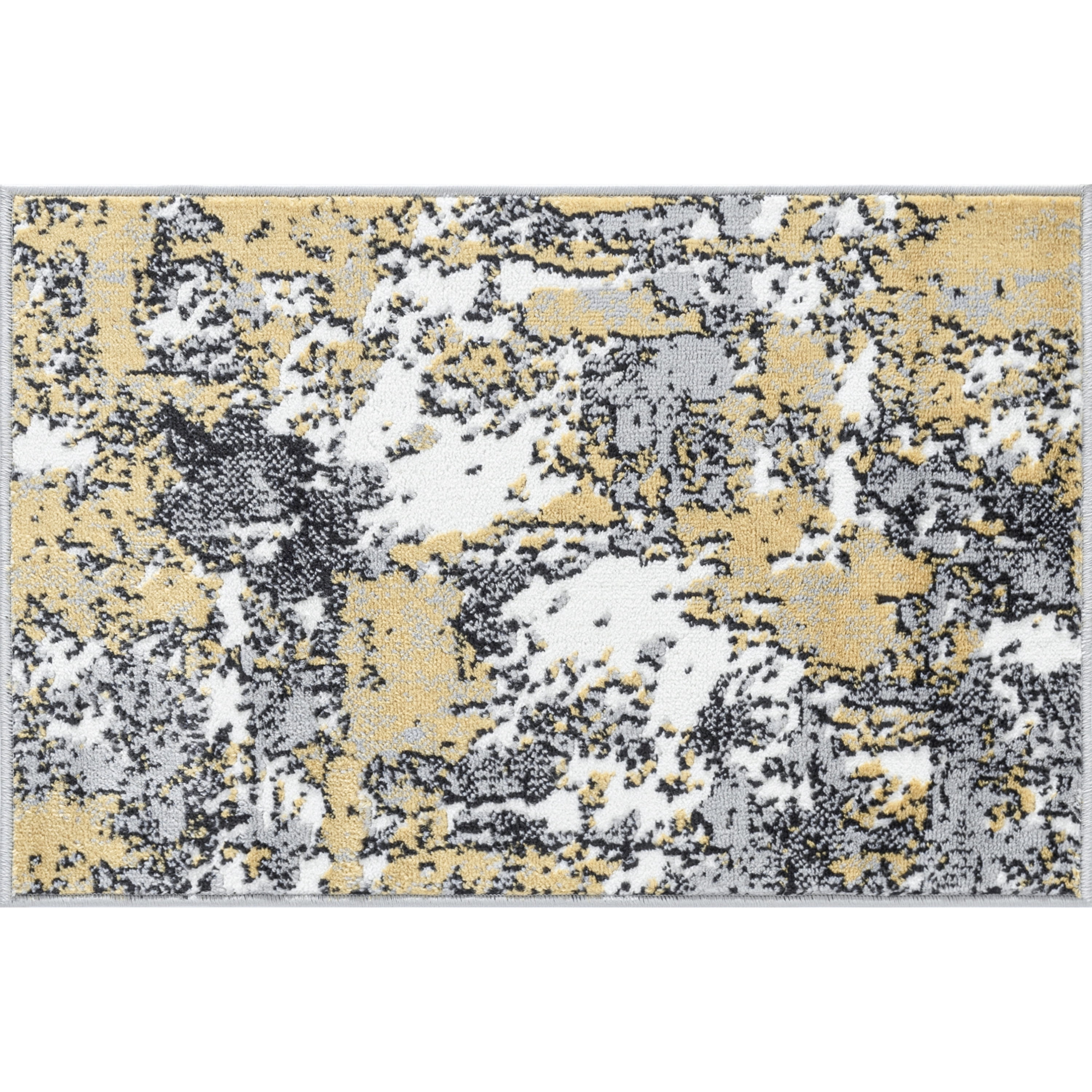 Contemporary 2x3 Area Rug (2' x 3') Abstract Yellow, Gray Indoor Scatter Easy to Clean