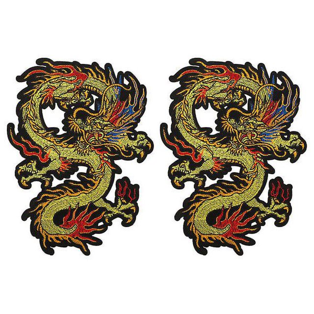 2 Pcs Fabric Stickers Clothing Dress Trims Patch Craft Embroidery Patch Dragon Embroidered Patches Sewing Decorative Patches