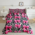 thumbnail image 2 of Manfei Cute Bowtie Bowknot King Size Comforter Sets,Zoo Animal Zebra Bedding Comforter Set,Pink Bow Bedding Set,Breathable Bedroom Decoration Reversible,3pcs, 2 of 6