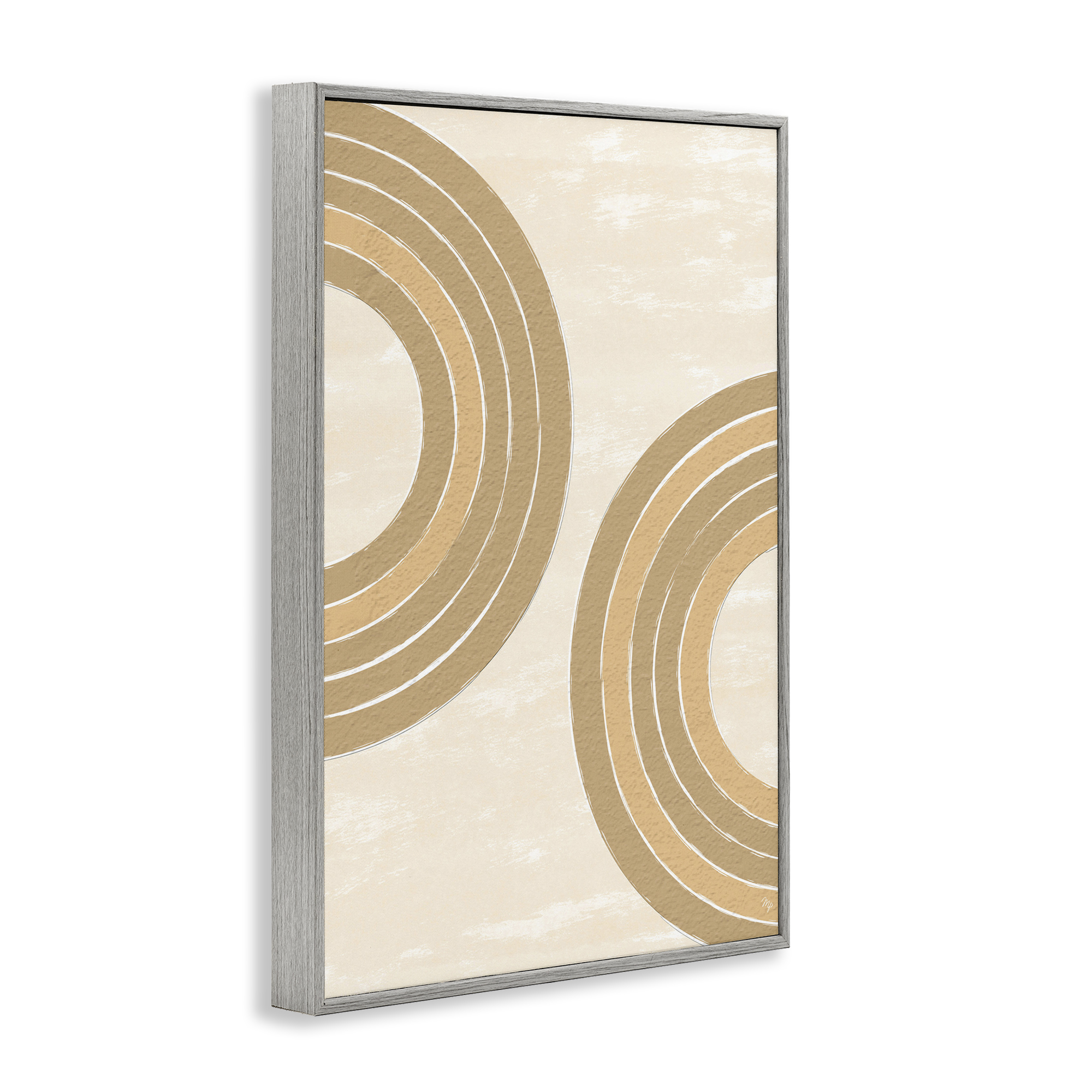 Stupell Industries Neutral Arch Expressions Abstract Painting Gray Framed Art Print Wall Art, 16 x 24