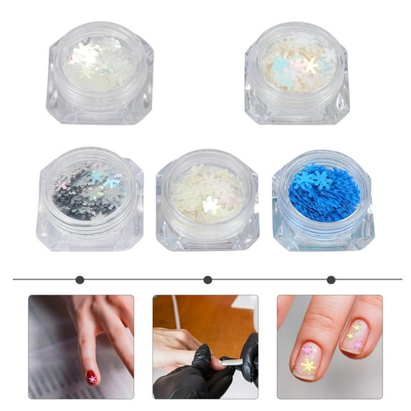 LULULION Nail Snowflake Stickers Plastic Assorted Color 5Set