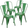 thumbnail image 1 of Commercial Grade 4 Pack Green Metal Indoor-Outdoor Stackable Chair, 1 of 9