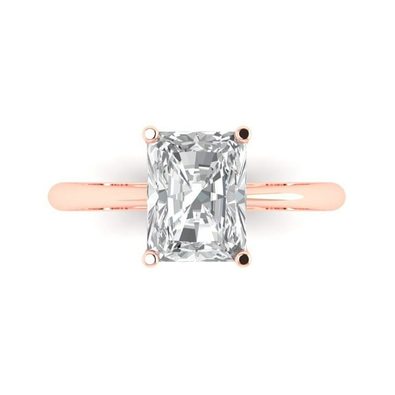 Clara Pucci 14K Rose Gold 2.5ct WhiteSapphire Solitaire Ring for Women