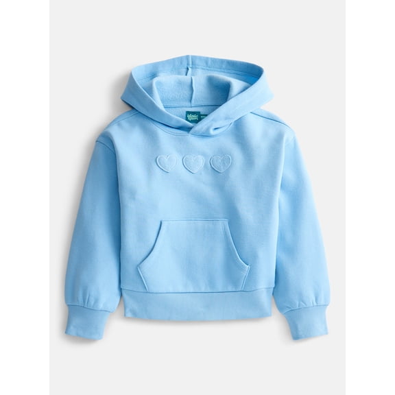 Wonder Nation Girls' Pullover Fleece Hoodie with Long Sleeves, Sizes 4-18 & Plus