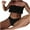Black, variant on Women's Strapless Bandeau Bikini 2 Piece Swimwear Pleated Solid Color Lace up Bathing Suits